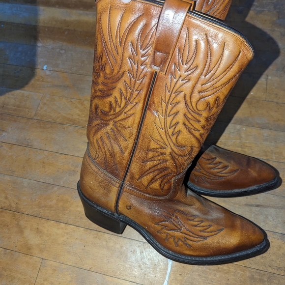 Vintage pointed snip toe LEATHER cowboy boots - Picture 5 of 5